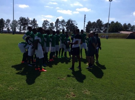 Home-based Eagles listening to their trainers during training in Pretoria on Sunday, 3 January, ahead of 2016 CHAN 