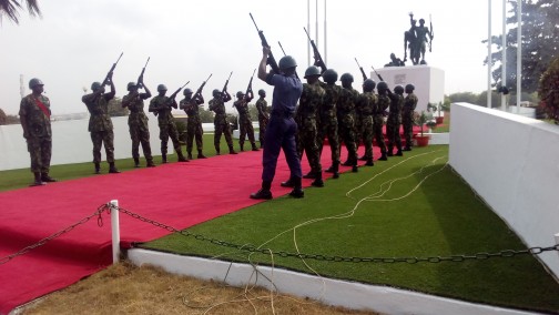 The men of the Nigerian Army ready for gun salute today at the Arcade ground, Oke Mosan, Abeokuta. Photo: Abiodun Onafuye, Abeokuta