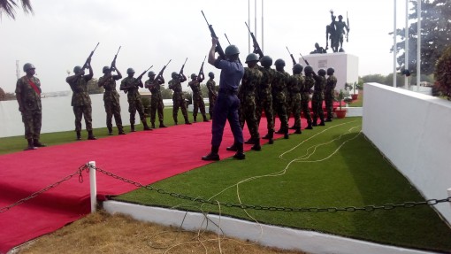 The men of the Nigerian Army ready for gun shot salute today at the Arcade ground,Oke Mosan,Abeokuta. Photo: Abiodun Onafuye, Abeokuta