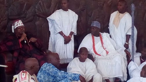 Awujale and the Ooni this afternoon at Awujale palace in Ijebu ode. Photo: Abiodun Onafuye.