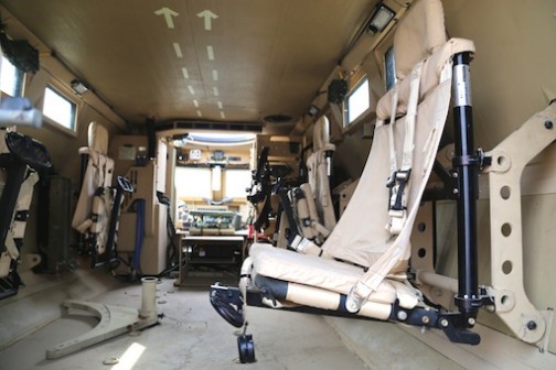 Inside the armoured vehicle Photo: Idowu Ogunleye