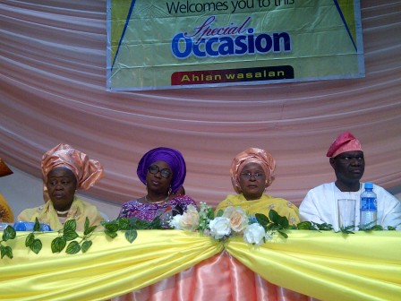 Lagos First Lady, Bolanle Ambode (2nd left), Hajia Bintu-Fatima Tinubu (3rd left) and other guests at the event.