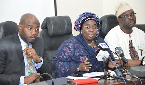 Lagos State Deputy Governor, Dr. (Mrs.) Oluranti Adebule (middle), addressing Permanent Secretaries/Tutor-Generals of Education Districts and the Press on the Strategic Focus on Education sector in the State, at the Round House, the Secretariat, Alausa, Ikeja, on Tuesday, January 26, 2016. With her are Special Adviser to the Governor on Education, Mr. Obafela Bank-Olemoh (left) and Commissioner for Information & Strategy, Mr. Steve Ayorinde (right)
