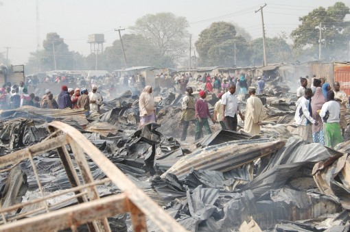 Burnt Kaduna Railway market