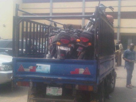 Recovered motorcycles from suspected Bariga cultists