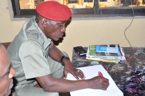 Sports Minister, Solomon Dalung signing condolence    register at the NFF secretariat Wednesday