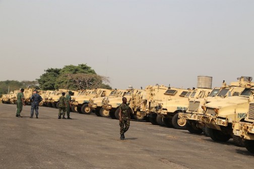 The mine-resistant vehicles handed over to Nigerian  Military by the American Goverment held at Ikeja Cantonment Photo: Idowu Ogunleye