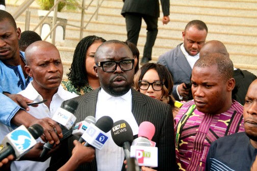 Vincent Obetan, Nnamdi Kanu's counsel briefing the press at Abuja Federal High Court on Monday, 25 Jan. 2016