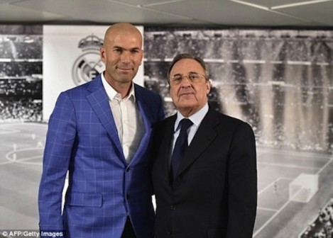 Zinedine Zidane and Real Madrid club president, Florentino Perez
