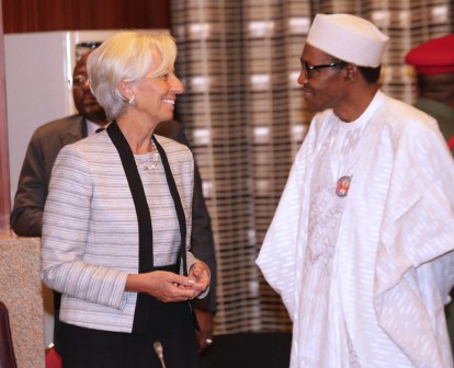 Christine Lagarde, Managing Director, International Monetary Fund at the State House, Abuja with President Muhammadu Buhari