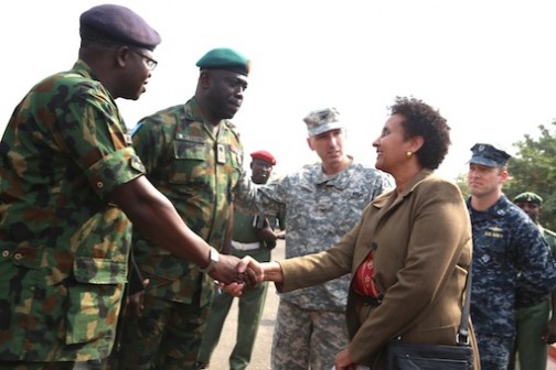 R-L: Ms. Dehah Gbehreab, Col. Patrick Doyle, Maj. Gen. B.T Ndiomu and Brig. Gen. Abdul Masanawa Photo: Idowu Ogunleye