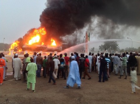 FILE PHOTO: NNPC Mega Station Dutse on fire