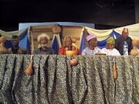 From left, Biodun Jeyifo, Wole Soyinka, J.P. Clark, Dan Izevbaye and Dr. Lekan Are
