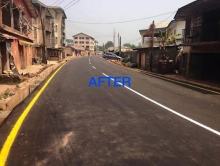 The same street now, fixed by the Ikpeazu government
