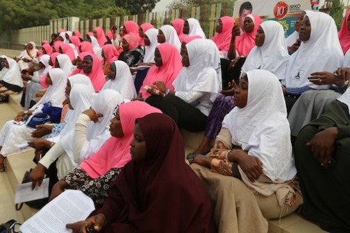 Cross section of ladies celebrating the World Hijab Day sit to be addressed at the Lagos State House of Assembly. Phorto Credit Idowu Ogunleye