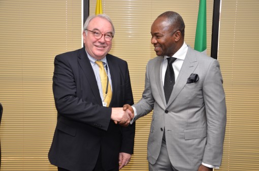 Honourable Minister of State for Petroleum Resources and Group Managing Director of the NNPC, Dr. Ibe Kachikwu with the Vice Minister for Economic Affairs & Energy and Member of the German Parliament, Mr. Uwe Beckmeyer during a meeting at the NNPC Towers Abuja…Thursday