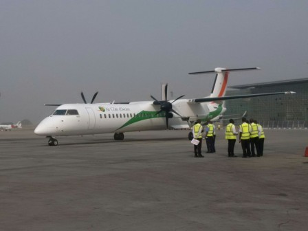  Air Côte d'Ivoire made its maiden flight from the Abidjan Airport to Abuja early Tuesday morning.  The airline's maiden flight to Nigeria, was made with aircraft(DASH-8) with registration number TU- TSK which arrived Nnamdi Azikwe International Airport, Abuja about 1. 35am and departed 9.35am on Tuesday morning. Photo: Femi Ipaye.   Air Côte d'Ivoire made its maiden flight from the Abidjan Airport to Abuja early Tuesday morning.  The airline's maiden flight to Nigeria, was made with aircraft(DASH-8) with registration number TU- TSK which arrived Nnamdi Azikwe International Airport, Abuja about 1. 35am and departed 9.35am on Tuesday morning. Photo: Femi Ipaye.  