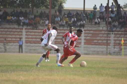 Football action from the NPFL match between Heartland FC and Abia Warriors on Sunday.