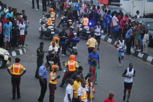 Security operatives ensure there is peace as athletes eye the ultimate prize Photo: Idowu Ogunleye