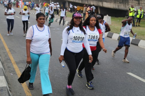 Tired already? Some athletes at the Lagos Marathon just chose to walk rather than run Photo: Idowu Ogunleye