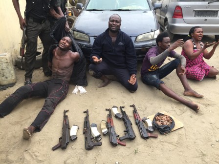 Suspects arrested at Ibadan Waterfron in Port Harcourt, the Rivers State capital on Tuesday, 9 Feb. 2016