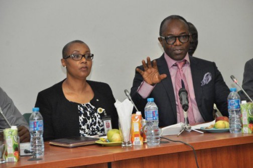 Minister of State For Petroleum Resources and Group Managing Director of the NNPC, Dr. Ibe Kachikwu and the Managing Director of the Pipelines and Products Marketing Company, Mrs. Esther Nnamdi-Ogbue