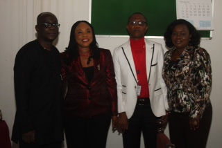 L-R: Gbenga Adefaye, Editor-in-chief Vanguard; Dame Comfort  Obi, Publisher-editor-in-chief The Source; Steve Nwosu and Funke  Egbemode