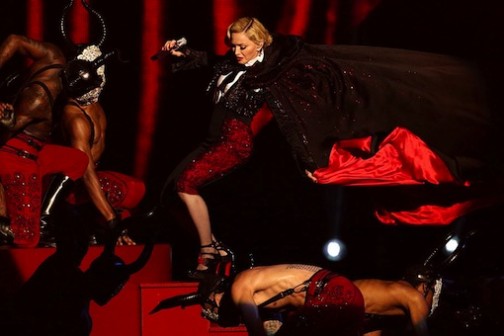 Madonna performing at the 2015 Brit Awards
