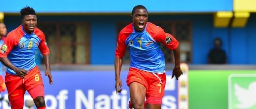 DR Congo players celebrate after scoring a goal