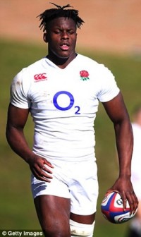 Maro Itoje takes part in an England rugby training session in Bagshot, Surrey