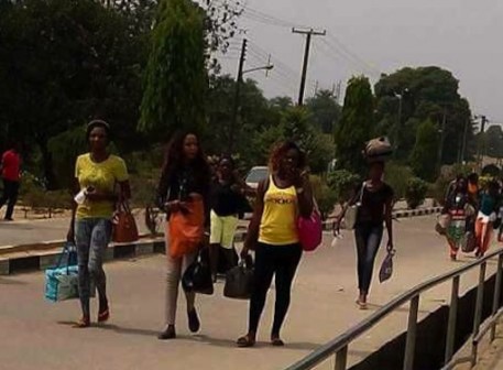 Some students leaving the school premises