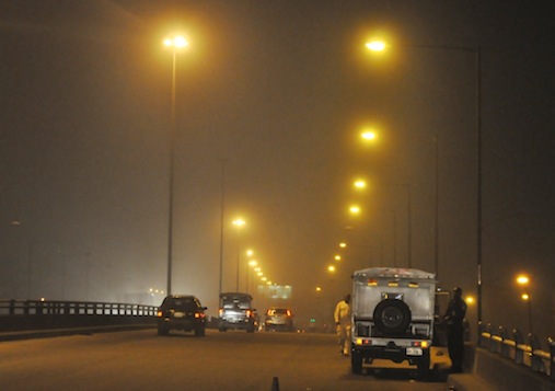 Illuminated Oshodi Oke with Street Lights and a stationed Rapid Response Squad (RRS), courtesy of the Light Up Lagos Project, an initiative of Governor Akinwunmi Ambode’s Administration, on Thursday, January 28, 2016