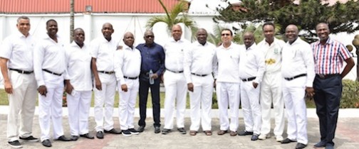 L-R: Lagos State Governor, Mr. Akinwunmi Ambode (6th right); Attorney General & Commissioner for Justice. Mr. Adeniji Kazeem (3rd left), Country Senior Partner, Nigeria & Regional West, Pricewater HouseCoopers, Mr. Uyi Akpata (middle) and other old students of Federal Government College, Warri, during one of the programmes lined up for the 50th Anniversary of the School, on Saturday, February 27, 2016