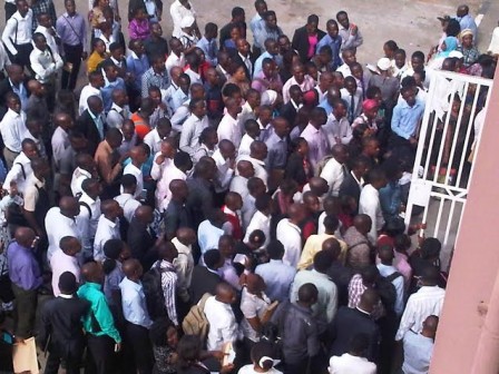 A cross section of degree holders who went for screening for LASTMA job in Lagos on Monday, 8 Feb. 2016 