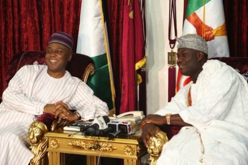 L-R: Senator Bukola Saraki and Ooni of Ife, Oba Adeyeye Enitan Ogunwusi