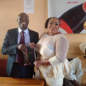 Foluke Daramola and Salako at the Marriage registry in Ogudu, Lagos to formalise their marriage on Saturday, 13 Feb, 2016