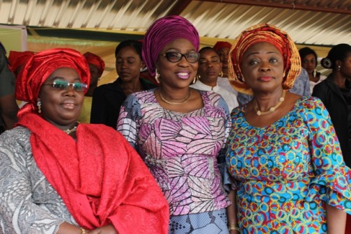 L-R:  Deputy Governor, Dr. Oluranti Adebule; wife of the Lagos State Governor, Mrs Bolanle Ambode and the Commissioner, Women Affairs and Poverty Alleviation, Mrs Nike Akande at the International Women Celebration at the Police College, Ikeja on Tuesday