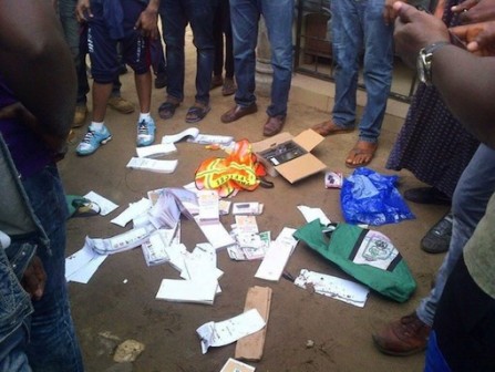 Uncovered fake polling materials scattered on the floor in Rivers
