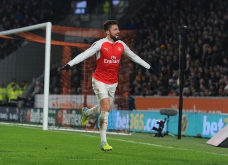 Olivier Giroud scored twice as Arsenal dumped Hull City