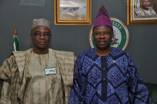 Ogun State Governor, Senator Ibikunle Amosun and Dr. Muhammed Bose Ahamad, Director General, National Boundary Commission during a courtesy visit to the Governor’s office, Oke Mosan, Abeokuta, on Tuesday.