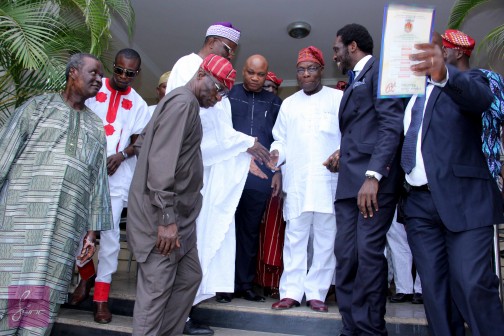 Former President, Chief Olusegun Obasanjo dancing to mark his 79th birthday on Saturday, 5 March, 2016.  Photo Credit:  Daniel Sync/ Neck Media/ Sync MEDIA HOUSE        