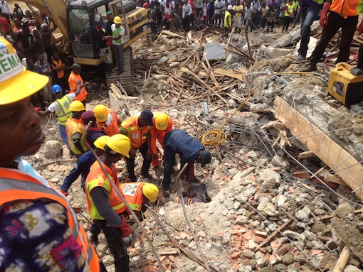 Scene of collapsed 5-storey building in Lekki, Lagos