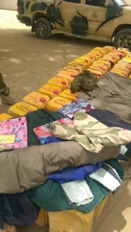 Jerry cans of petrol recovered from Boko Haram terrorists