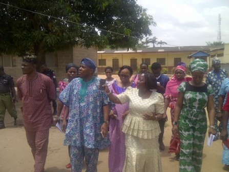 Members of the committee on tour of facilities at Eva Adelaja Secondary School