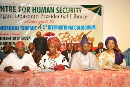 Chief Olusegun Obasanjo, his wife; Governor Ibikunle Amosun and his wife