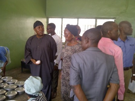 Ogunyemi and other committee members inspecting food prepared for students
