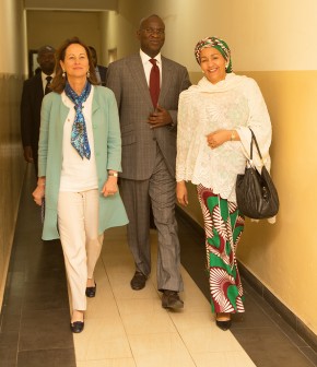 Minister of Power, Works, & Housing, Mr Babatunde Fashola, SAN (middle), his Environment counterpart, Ms Amina Mohammed (right) and the French Minister of Environment and Energy, Segolene Royal (left) during a courtesy visit to the Minister at the Ministry of Power, Works and Housing Headquarters, Mabushi, Abuja, FCT on Tuesday,15th March 2016. 