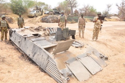 The recovered Nigerian Army Armoured Personnel Carrier (APC)