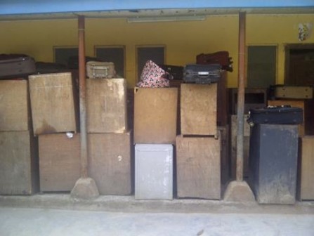 Students' bags and cupboards