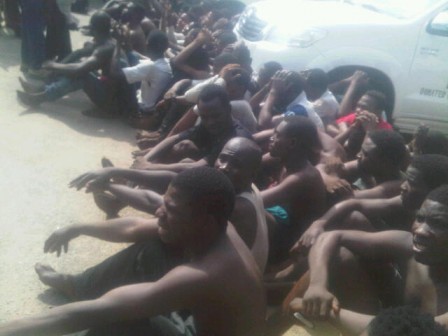 Suspected members of Awawa cult group paraded on Monday by cthe police in Lagos